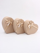 Набор подарочных коробок сердце 3 в 1, бежевый матовый, 31×27×13.3; 28×25×11.7; 26×23×10.3 см - Фото 2