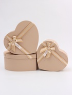 Набор подарочных коробок сердце 3 в 1, бежевый матовый, 31×27×13.3; 28×25×11.7; 26×23×10.3 см - Фото 3