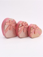 Набор подарочных коробок 3 в 1 сердца, розовый - золотой, 22×20×9; 18.5×17×7.5; 16×14×6 см - Фото 2