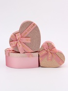 Набор подарочных коробок 3 в 1 сердца, розовый - золотой, 22×20×9; 18.5×17×7.5; 16×14×6 см - Фото 3