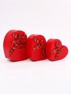 Набор подарочных коробок сердце 3 в 1, красный с бантом, 22×20×9; 18.5×17×7.5; 16×14×6 см - Фото 2