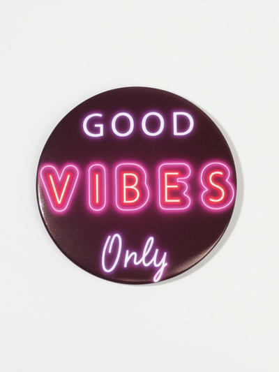 Зеркало карманное Good vibes, d=7 см, PVC - коробка, чёрное
