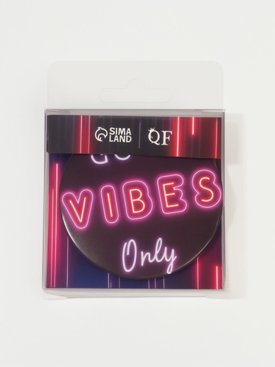 Зеркало карманное Good vibes, d=7 см, PVC - коробка, чёрное