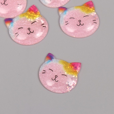 Декор для творчества акрил «Котишка», блёстки, набор 6 шт., 2.5×2.7×0.9 см