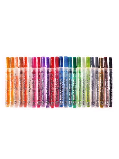 Набор акриловых маркеров 24 штук, пулевидный наконечник 2 мм, толщина линии 1 мм