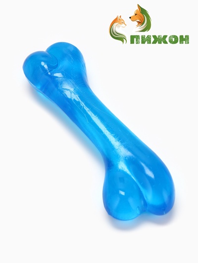 Игрушка жевательная «Косточка классическая», прозрачная, PVC, 12.3 см, синяя