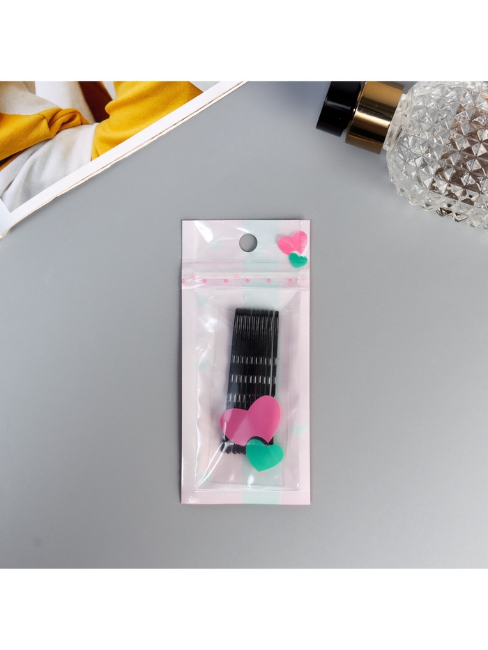 Невидимки для волос «Ариэль», набор 10 шт., 6 см, чёрные - Фото 1