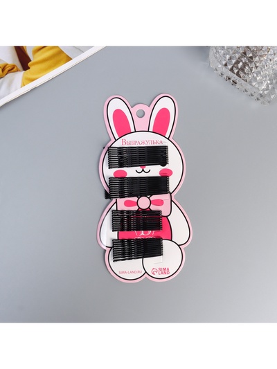 Невидимки для волос Выбражулька «Глория», набор 40 шт., зайка, 5.5 и 4.5 см, чёрные