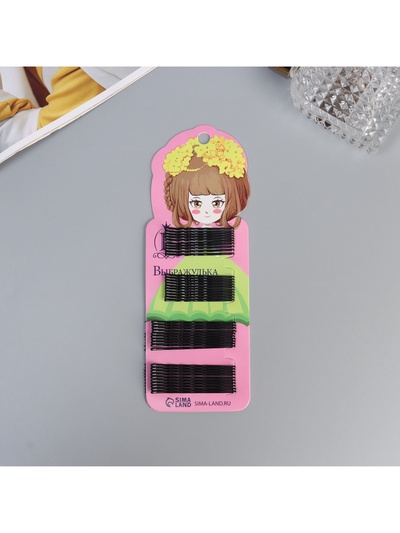 Невидимки для волос Выбражулька «Глория», набор 40 шт., девчонка, 5.5 и 4.5 см, чёрные