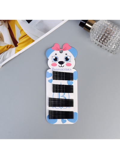 Невидимки для волос Выбражулька «Глория», набор 40 шт., медведица, 5.5 и 4.5 см, чёрные