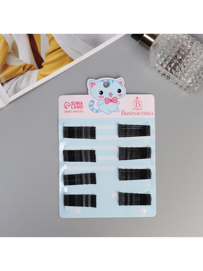 Невидимки для волос Выбражулька «Глория», набор 80 шт., зайчонок, 4.5 см, чёрные