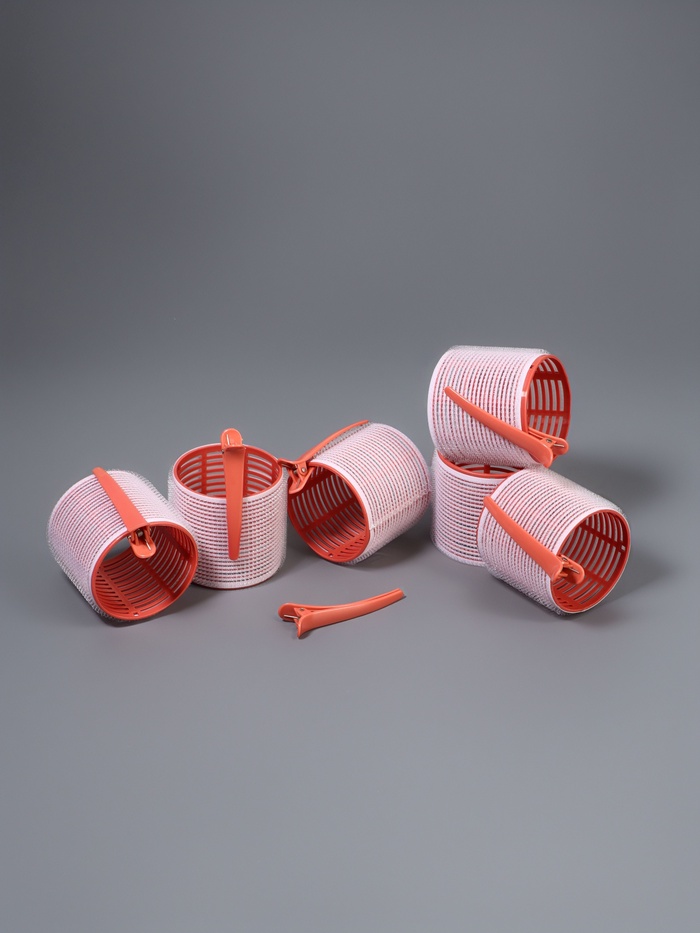 Бигуди «Липучка», с зажимами, d=6.5 см, 6 шт., персиковые - Фото 1