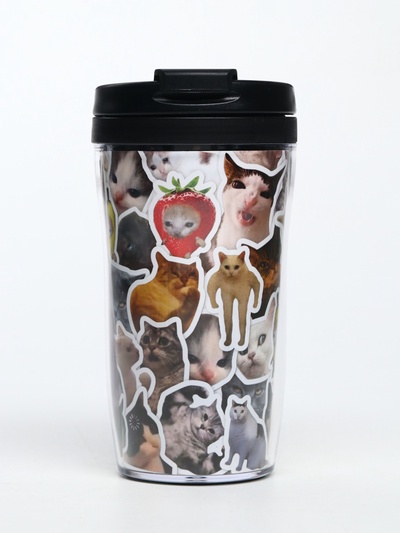 Чай подарочный в термостакане «Котики мемы», вкус: мята, 20 г