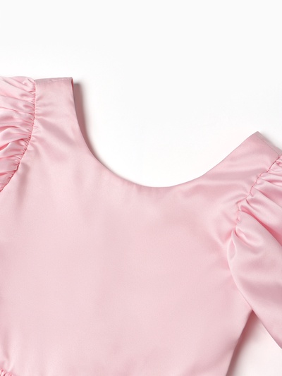 Платье нарядное для девочки MINAKU: PartyDress с рукавами, розовое, рост 122 см