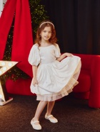 Платье нарядное для девочки MINAKU: PartyDress с рукавами, цвет молочный, рост 92-98 см - Фото 1