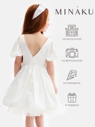 Платье нарядное для девочки MINAKU: PartyDress с рукавами, цвет молочный, рост 110-116 см - Фото 6