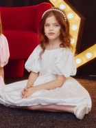 Платье нарядное для девочки MINAKU: PartyDress с рукавами, цвет молочный, рост 116-122 см - Фото 2