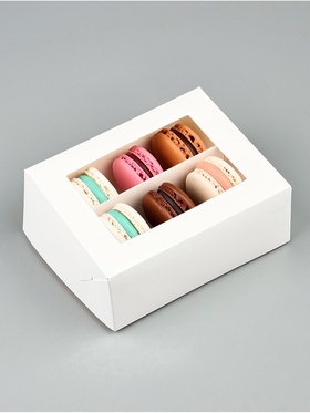 Кондитерская упаковка для макарун с окном, «Белая», 11?13.5?5.5 см (комплект 5 шт)