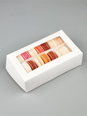 Кондитерская упаковка для макарун с окном, «Белая», 11 х 19 х 5.5 см (комплект 5 шт)