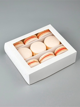 Кондитерская упаковка для макарун с окном, «Белая», 16.5?19?5.5 см (комплект 5 шт)