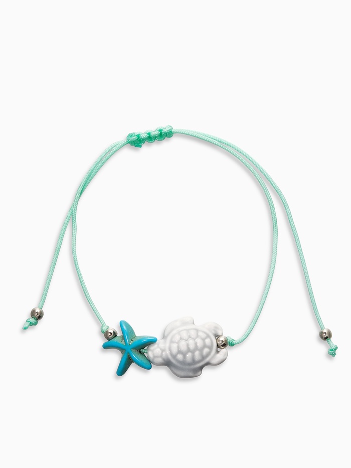 Браслет на нити «Звезда и Черепашка», серый в серебре - Фото 1