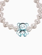 Браслет детский «Выбражулька. Жемчуг и Мармеладный мишка», d=6 см, белый с голубым - Фото 3