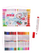 Фломастеры 36 цветов в пластиковом пенала, смываемые водой - Фото 1