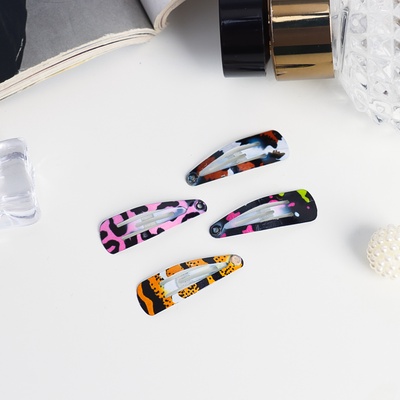 Заколки для волос «Камилла», набор 12 шт., принт пятна, 3 см, МИКС