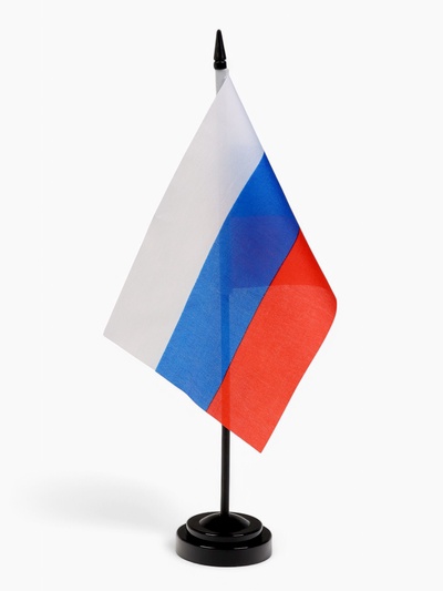 Флаг России, набор 6 штук, 14×21 см, флагшток 33.5×6.4 см, полиэстер