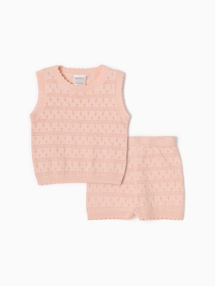 Костюм для девочки (майка, шорты) Крошка Я Кроше, рост 86-92 см, пудровый