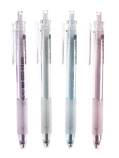 Ручка гелевая автоматическая 0.5 мм, стержень черный, резиновый держатель, прозрачный корпус