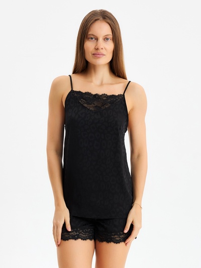 Пижама женская (топ, шорты) KAFTAN Leo black collection, размер 40-42