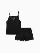 Пижама женская (топ, шорты) KAFTAN Leo black collection р-р 40-42 - фото 808610144