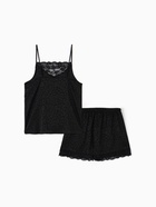 Пижама женская (топ, шорты) KAFTAN Leo black collection р-р 40-42 - фото 808704974