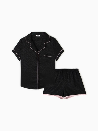 Пижама женская (рубашка, шорты) KAFTAN Leo black collection, размер 40-42