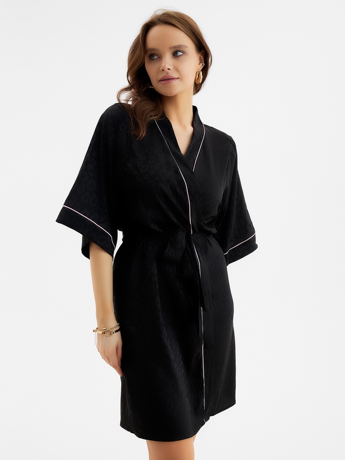Халат женский KAFTAN Leo black collection, размер 52-54, чёрный - Фото 1
