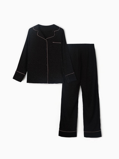 Пижама женская (рубашка, брюки) KAFTAN Leo black collection, размер 44-46, чёрная