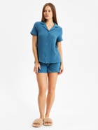 Пижама женская (рубашка, шорты) KAFTAN Basic, размер 40-42 синяя - Фото 2