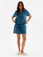 Пижама женская (рубашка, шорты) KAFTAN Basic, размер 40-42, синяя - Фото 2