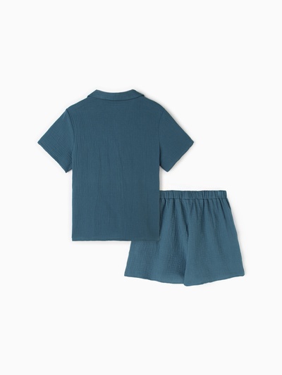 Пижама женская (рубашка, шорты) KAFTAN Basic, размер 44-46, синяя