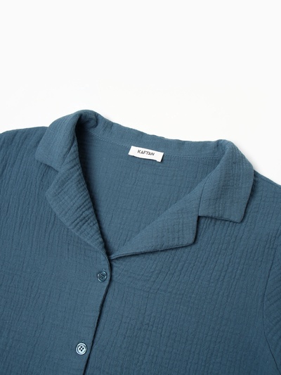 Пижама женская (рубашка, шорты) KAFTAN Basic, размер 44-46, синяя