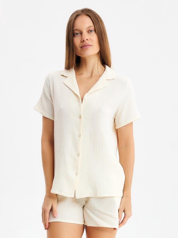 Комплект домашний женский (рубашка, шорты) KAFTAN Basic размер 48-50, молочный - Фото 1