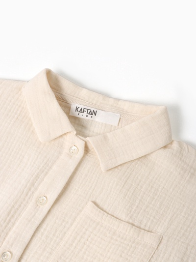 Пижама для девочки (рубашка, брюки) KAFTAN «Муслин», цвет молочный, размер 36 (134-140 см)