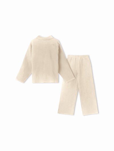 Пижама для девочки (рубашка, брюки) KAFTAN «Муслин», цвет молочный, размер 36 (134-140 см)