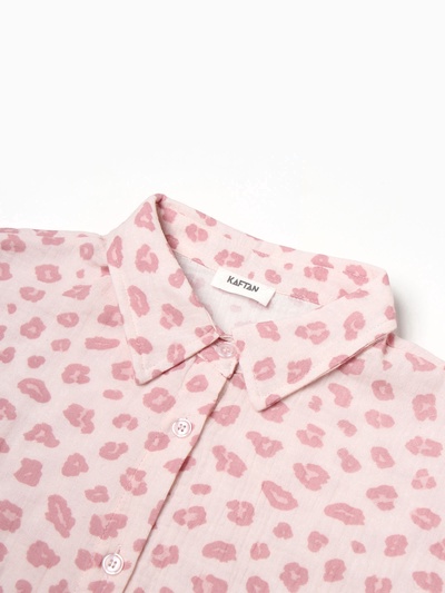 Пижама женская (рубашка, шорты) KAFTAN «Муслин: pink leopard», размер 44-46