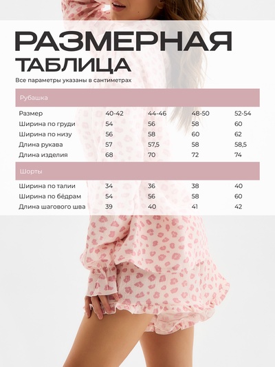 Пижама женская (рубашка, шорты) KAFTAN «Муслин: pink leopard», размер 44-46