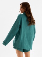 Пижама женская (рубашка, шорты) KAFTAN Basic, размер 44-46, зелёная - Фото 6