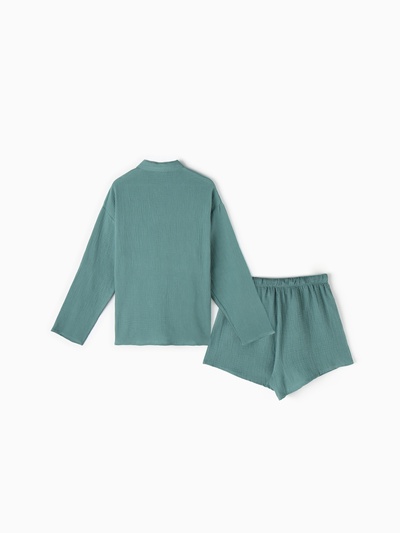 Пижама женская (рубашка, шорты) KAFTAN Basic, размер 48-50, зелёная