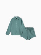 Пижама женская (рубашка, шорты) KAFTAN Basic, размер 48-50, зелёная - Фото 5