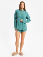 Пижама женская (рубашка, шорты) KAFTAN Basic, размер 52-54, зелёная - Фото 2